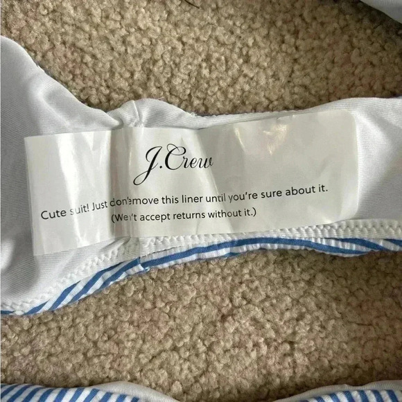 New with tags J crew blue and white striped Hipster bikini bottom in seersucker - Picture 4 of 6